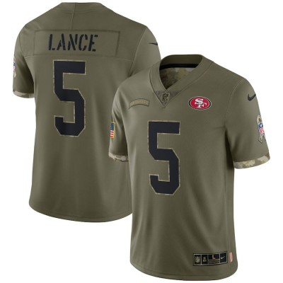 San Francisco 49ers #5 Trey Lance Nike Men's 2022 Salute To Service Limited Jersey - Olive Men's